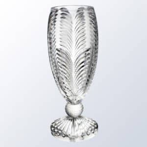 A stunning golf themed crystal vase that's made with 24% Italian lead crystal. The top features a palm branch designs. The connecting piece to the base is a solid crystal golf ball for added design.