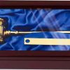 Solid brass gavel with gold gavel band for personalization, inside mahogany display case, GV100 = 5" x 11" Size