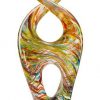 Twisting piece of twisting glass with many colors throughout, Mounted on black glass base, AGS22 14.5" tall, Weighs 7 lbs