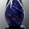AGS17 Blue Swirl Glass Egg, Blank with no engraving on base