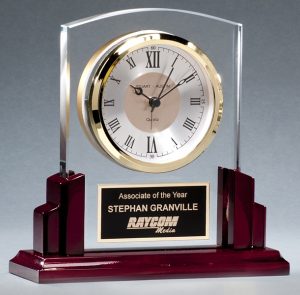 BC1028 Rosewood Glass Clock