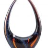 Contemporary Art Glass with two rising peaks & dark colors throughout,
