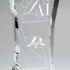 Clear crystal trophy made with 1.5" thick crystal, stands alone without base. CRY749 is 4.5" x 10" Size, Weighs 5 lbs.