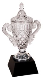Crystal Trophy Cup On Black Crystal Pedestal 4.5 x 12.5-0