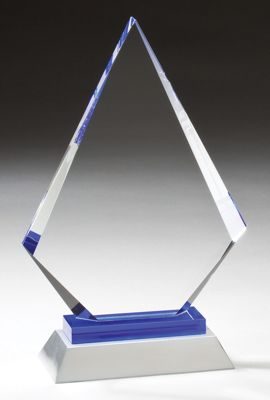 Diamond Glass Award With Blue & Silver Base, gl57, gl58