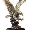 Gold eagle statue with wings in the air, mounted on black base, AE600 is 9.75" tall, AE610 is 12" tall, AE620 is 14" tall