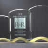 G2250 G2260 G2270 Arch Glass Award, clear arched glass for engraving mounted on a gold arched metal base