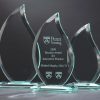 Flame shaped glass awards, mounted on a glass base, 3 sizes to choose from, G2301 = 6.5", G2302 = 7.5", G2303 = 8.5"