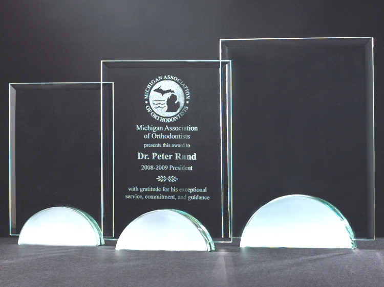 Recognition Plaques Clear Glass Horizontal Rectangle Award with Base  Appreciation