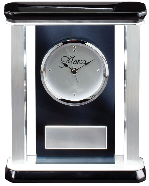 GK37 Silver Pillar Desk Clock