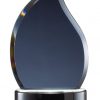Gray colored glass flame award for engraving, mounted on a black & silver base, GK63 is 9" tall