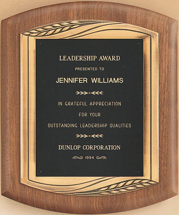 Black Shield Walnut Award Plaque - Custom Award Plaques Signs, SKU: PQ-3031