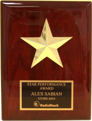 Gold Star Rosewood Plaque P3992