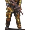 Military solider statue in camouflage holding gun mounted on black base, RFB063 is 4" x 12.5" Size, Weighs 3 lbs.