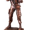 Bronze army soldier statue with gun & full gear mounted on black base, RFB134 is 3.5" x 11.5" Size, Weighs 3 lbs.