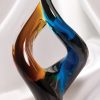 Glass sculpture of two pieces of glass uniting, GLSC9 is 12.5" tall, Weighs 7.5 lbs