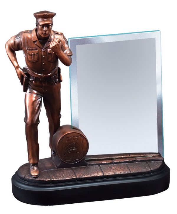 RFB153 Police Statue With Glass Engraving Plate