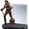 RFB064 Firefighter Statue With Glass Engraving Plate