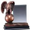 Bronze eagle on top of bronze globe with glass engraving plate, RFB157 is 8" tall, Weighs 4.3 lbs.