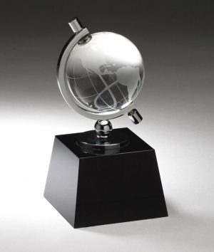 Crystal Globe On Black Base CRY315