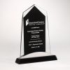 Black & Silver Glass Award, Tower shaped piece of glass with black area for engraving mounted on black & silver base