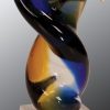 Contemporary twisted body art glass, mounted on clear glass base, AGS11 is 7.75" tall, AGS12 is 9" tall