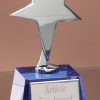 3397AC Silver Star Blue Crystal Trophy