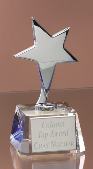 Silver Star Clear Crystal Trophy 3397C