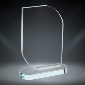 Our Cordova Glass Award features a clear glass plaque with two rounded corners mounted on an oval shaped base. This 72775 award is 5.5" x 7.5" in size & comes in a deluxe gift box.