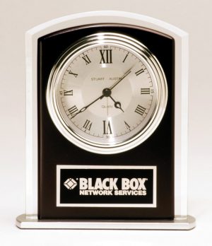 Rosewood & Silver Glass Clock BC965