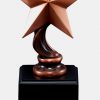 Bronze military star statue mounted on a black base, RFB012 is 3" x 7.5" Size, Weighs 1.5 lbs.