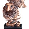 Two bronze eagle heads mounted on a black base, RFB152 is 10" tall, Weighs 3 lbs.