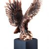 Bronze eagle statue with wings spread, mounted on black base, RFB159 is 4.5", RFB160 is 9.5", RFB161 is 12" tall