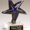 Artistic glass starfish with blue & metallic gold colors, mounted on glass base, 2199, 6.75" tall, weighs 3 lbs