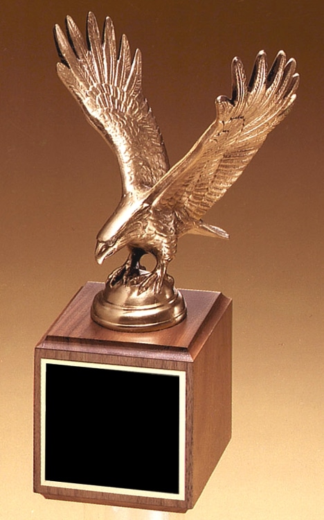 Antique bronze casted eagle statue mounted on walnut base, 1293/XL is 10.75" tall, Weighs 5 lbs