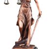 Bronze lady justice statue with scales & sword mounted on black base, RFB263 is 4" x 13.5" in size, weighs 3 lbs.