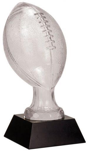 CHALLENGER GLASS FOOTBALL TROPHY IN CASE 130MM FREE ENGRAVING CR4034B-TRD 
