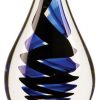 AGS26 Black Twist Rain Drop, Raindrop shaped piece of glass with black & blue colors, mounted on black glass base
