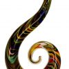 Hook shaped piece of glass with multiple colors throughout, AGS23, 15.5" tall, Weighs 7 lbs