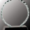 Round glass award mounted on a black glass base, FC21 is 4.25" x 6" Size, weighs 1.6 lbs.