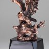 Bronze eagle statue with a bronze American flag, mounted on black base, AE270 is 6.5" x 10.5" Size