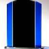 G2658, G2659 Black & Blue Glass Award with blank black engraving area