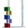 Clear glass piece for engraving personalization with colored blocks on the side, GL74, 8.5" tall, Weighs 3.5 lbs