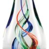 Glass raindrop with red, blue & green colors swirled inside, GLSC12 is 8.25" tall, weighs 3 lbs.