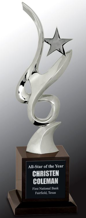 CRY061 Silver Star Crystal Trophy