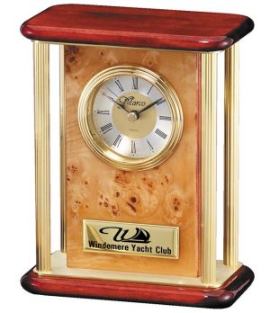 RWB01 Burlwood Gold Pillar Clock