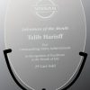 Vertical glass oval for engraving, mounted in black iron base, vg33 is 10.25" tall, weighs 3 lbs