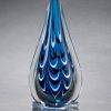 Blue & Black Glass Teardrop 2220, Teardrop shaped piece of glass with black & blue colors throughout.