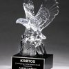 Crystal eagle mounted on black crystal base with engraving plate, K9117 is 9.5" tall, Weighs 8 lbs.