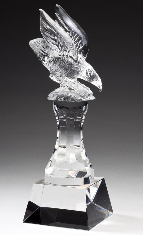 Crystal eagle on a crystal pedestal & base, CRY187 is 10.5" tall, Weighs 3.5 lbs